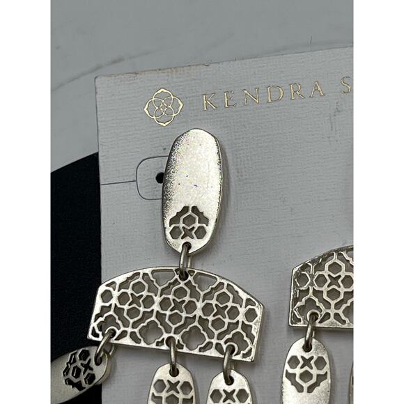 Kendra Scott Emmet Matte Gold Plated Filigree Dangle Earrings New - Picture 15 of 16